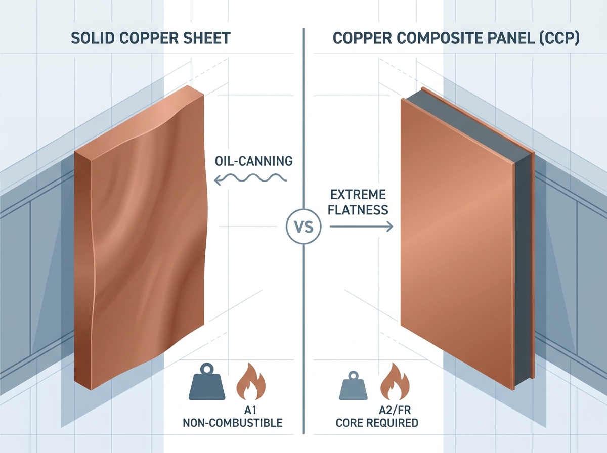Comparaison des panneaux composites en cuivre et des feuilles de cuivre massif